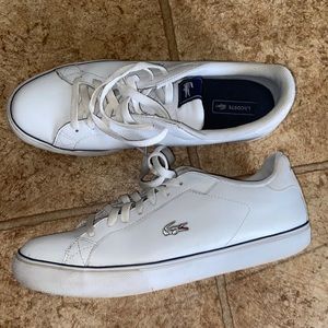 lacoste sport flat sneakers white  leather